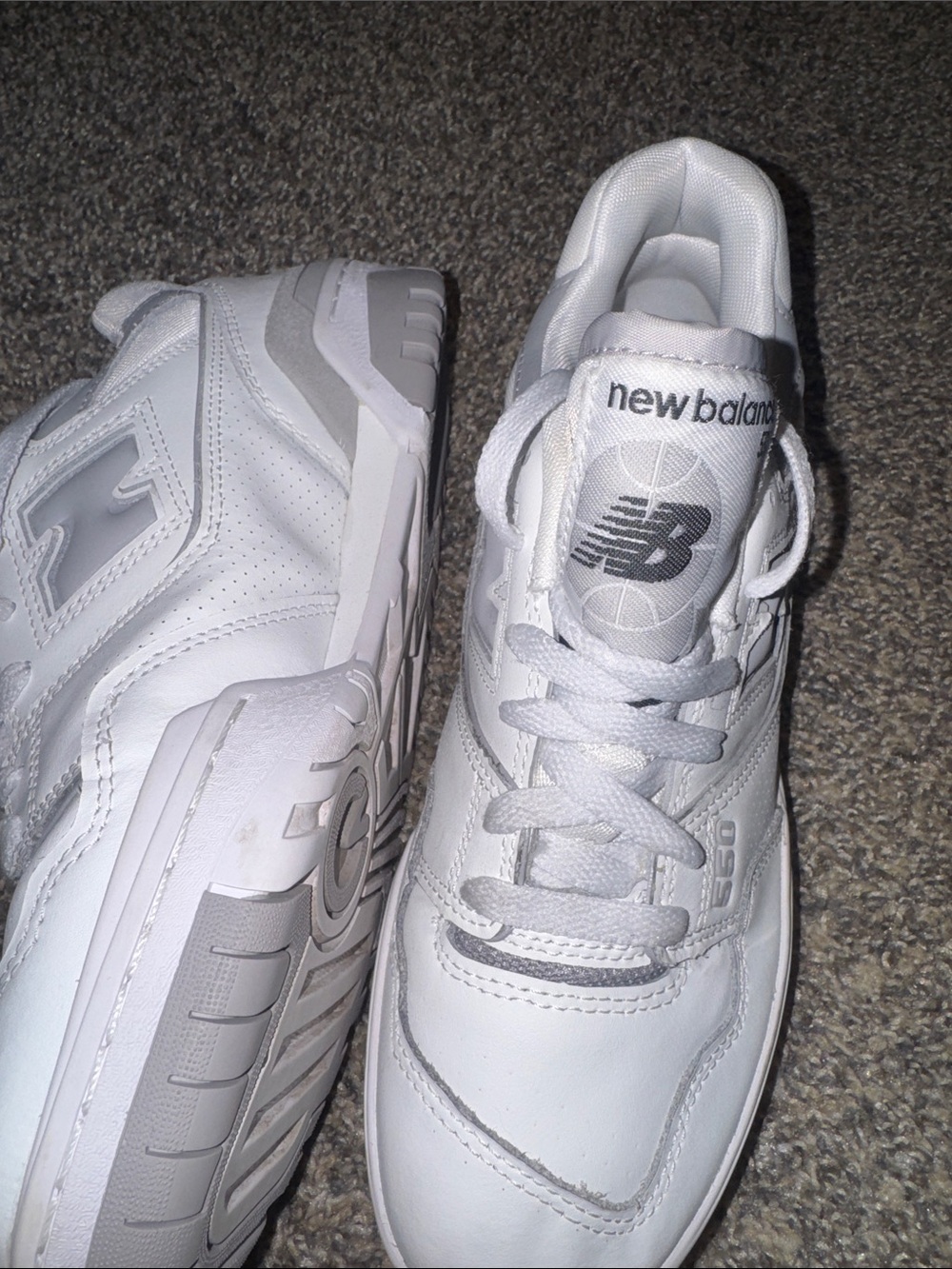 New Balance Kids White and Gray Athletic Sneakers